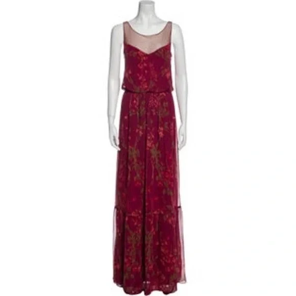 Marchesa Notte | Dresses | Marchesa Notte Red Maxi Floral Wisteria Gown |  Poshmark